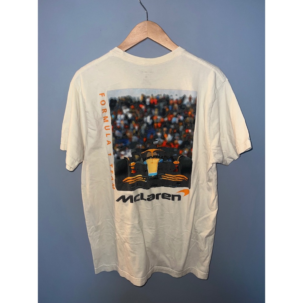 McLaren Formula 1 Team Graphic T-Shirt Mens Large Off-White Cream F1 Racing Tee